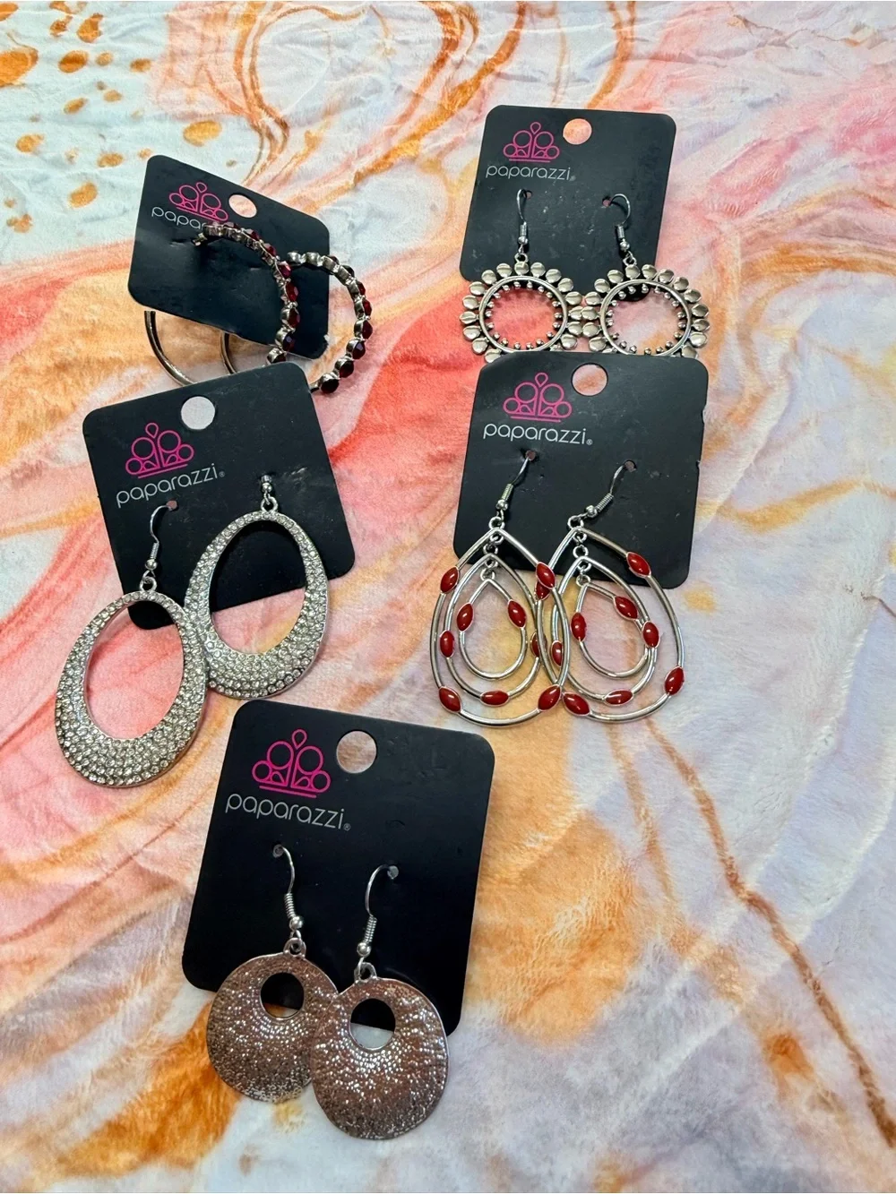 Lot of red/silver tone lot of earrings! NWT!